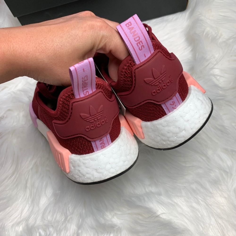 New Adidas NMD R1 Collegiate Burgundy Sneakers - Picture 6 of 8